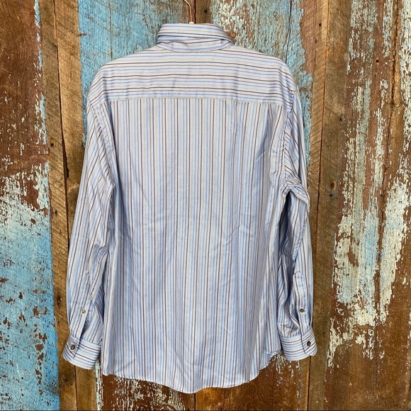 Kenneth Roberts Blue Striped Button Down Shirt Size L - Picture 3 of 4